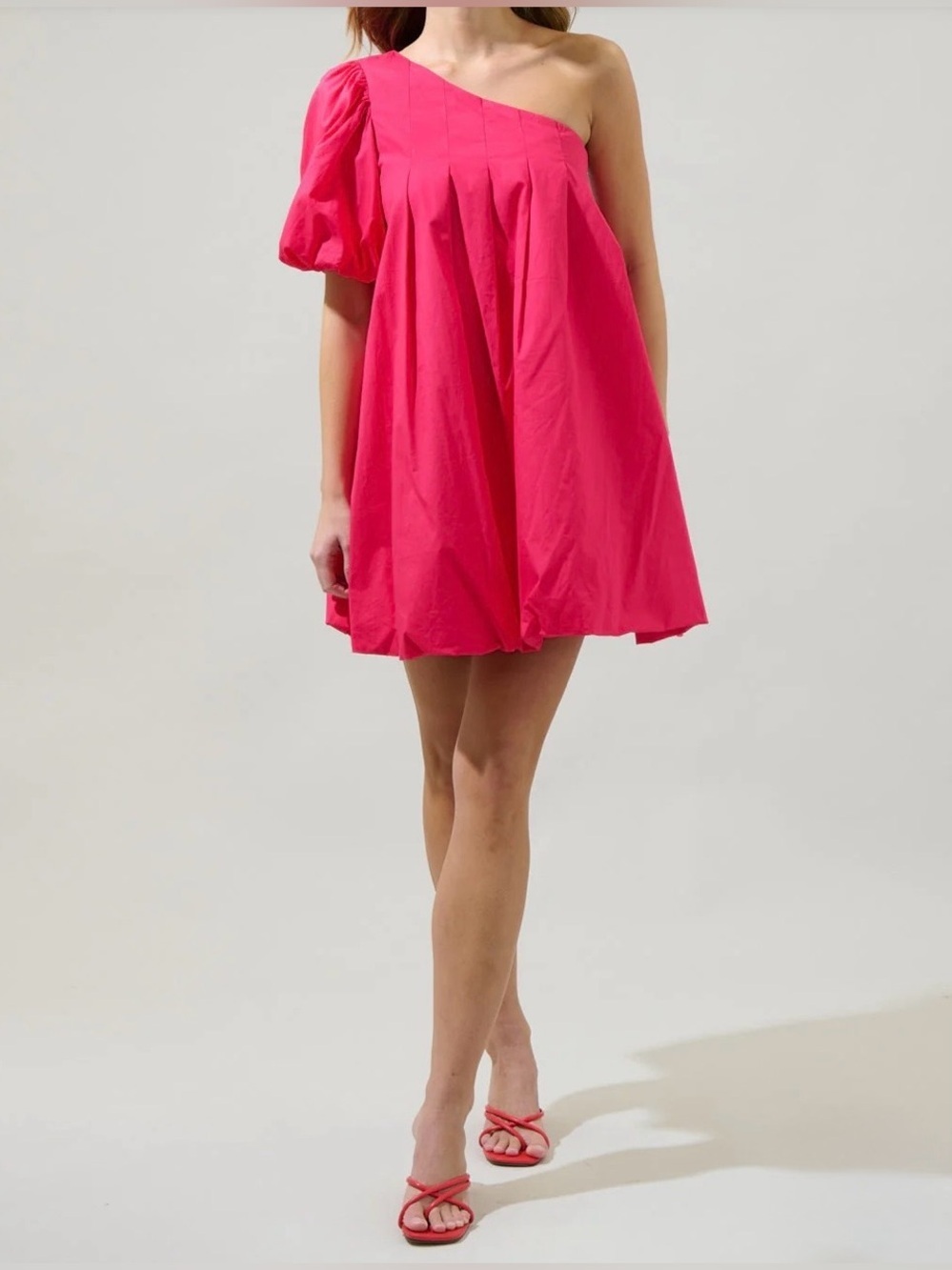 Sugar Lips Fuchsia One Shoulder Mini Dress NWT Puff Sleeve Size M